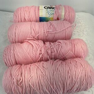 Caron Simply Soft Pink Yarn Lot 4 Skeins 6 Oz Acrylic‎
